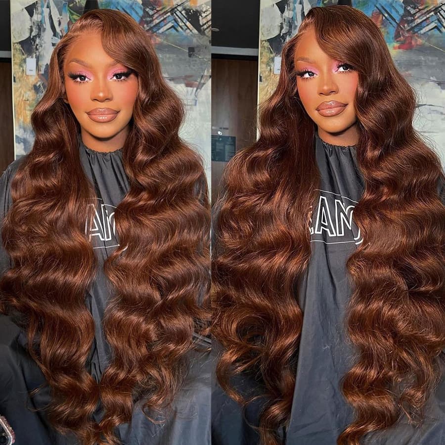 Chocolate Brown Body Wave Lace Front Wigs Human Hair 32 30 Inch 13x4 HD Lace Frontal Wig Human Hair Wigs Preplucked