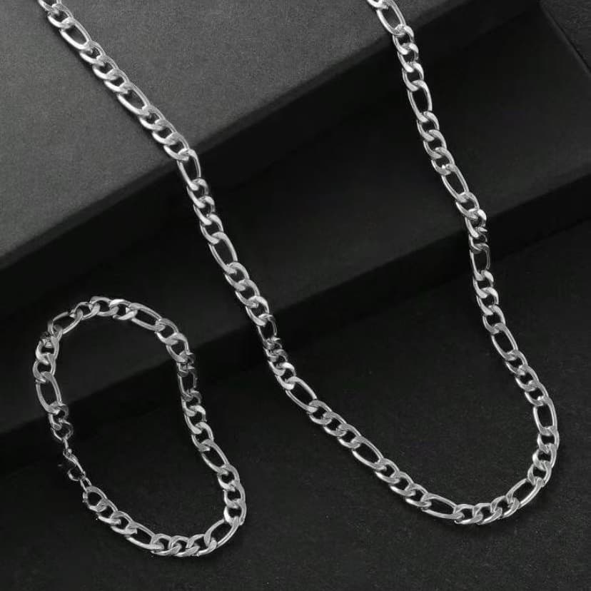 Men's Figaro Chain Cross-border Xiyin European And American Style Flat Side Figaro Necklace, Personalized Hip-hop Trendy Alloy 3:1 Chain
