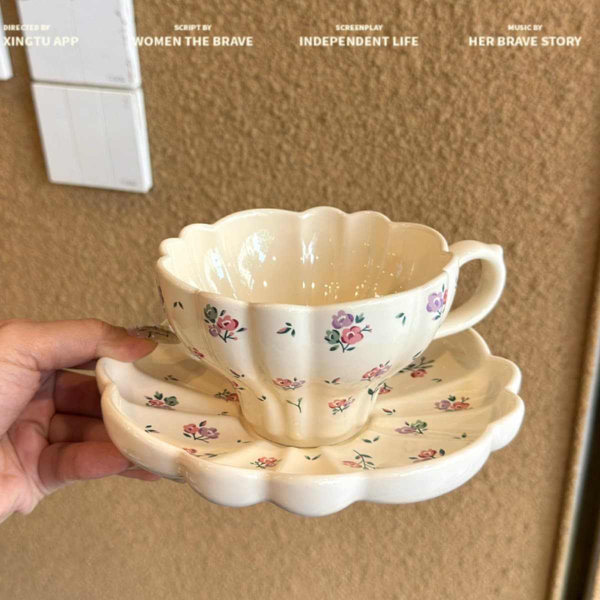 High-end Niche High Appearance Exquisite Gift Premium Souvenir Afternoon Tea Coffee Saucer Small Floral Cup
