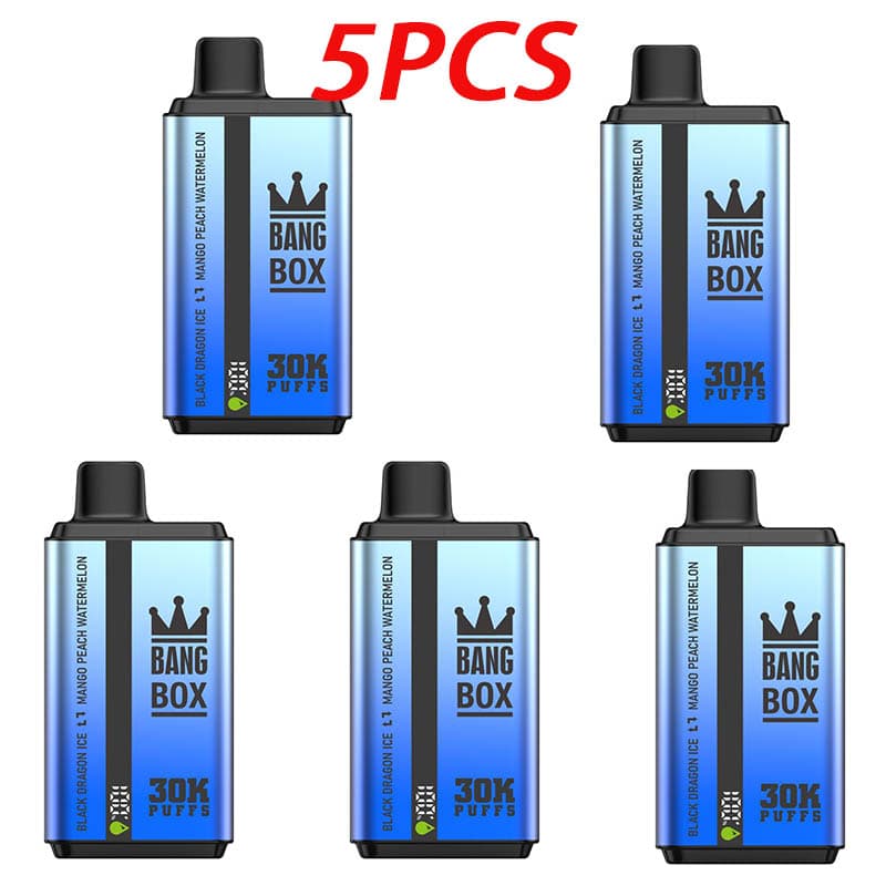 Lot de 5 vapes jetables à double saveur Bang Box 30 KPuffs, 35 ml, pré-remplies, 850 mAh, écran de type C
