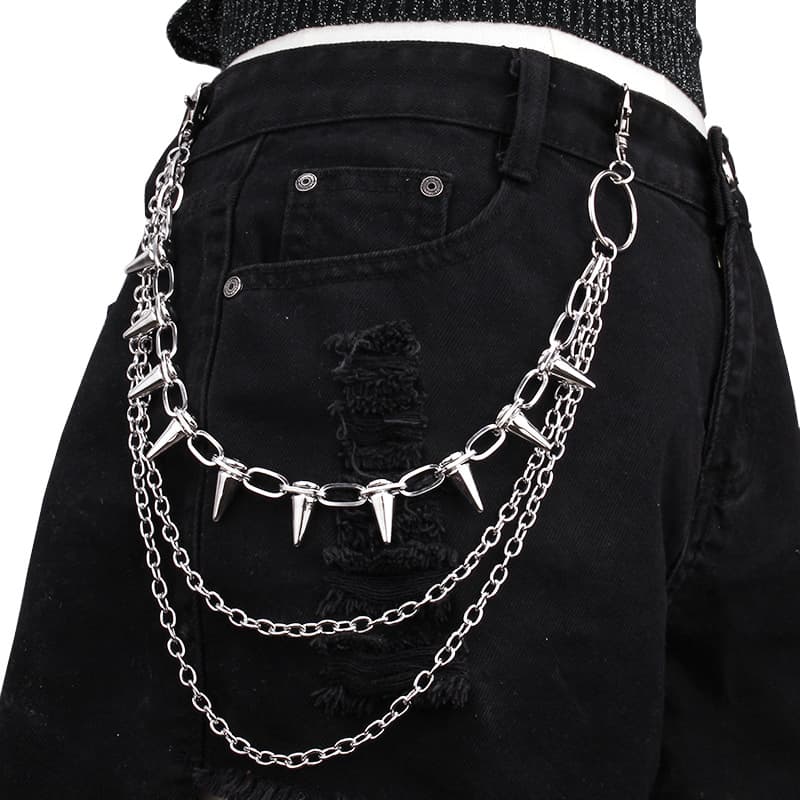 Hip-hop Punk Metal Rivets Stage Performance, Multi-layer Waist Chain Outfit, Jeans Accessories