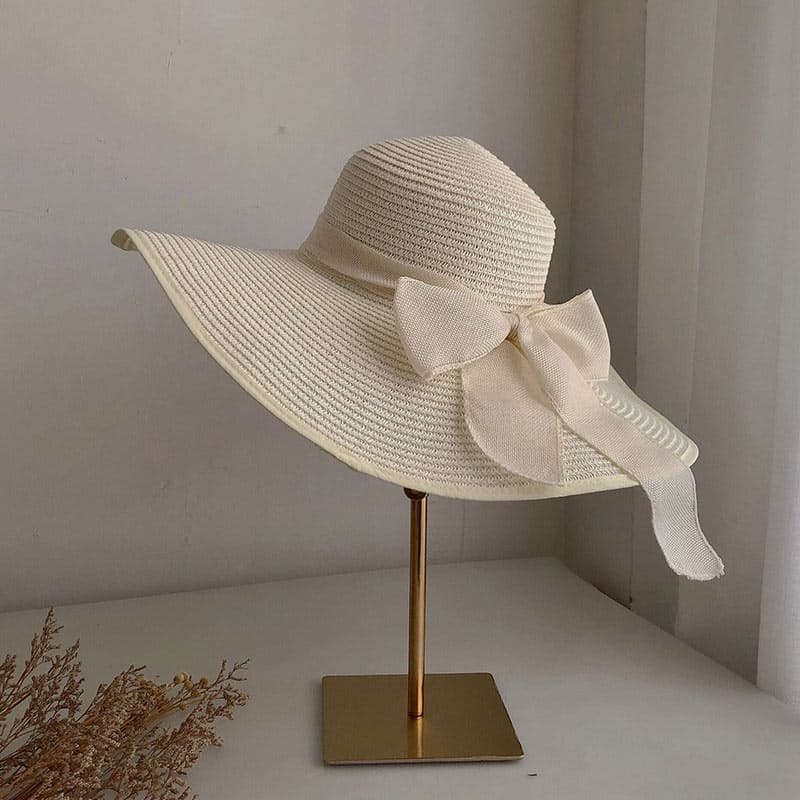 Fashion Summer Women Straw Hat Bowknot Wide Brim Floppy Panama Hats Female Lady Outdoor Foldable Beach Sun Cap