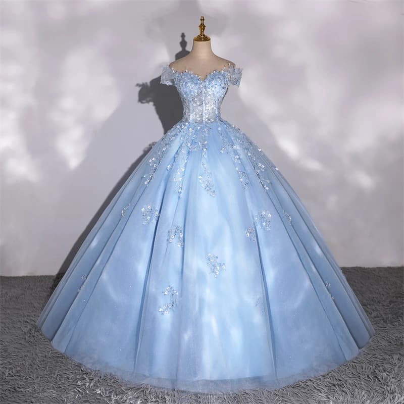 Women's Clothing Elegant Off-Shoulder Ball Gown For Gala Nights & Vocal Performances – High-Waisted Tulle Dress With Lace-Up Back (XS-XXXL)​