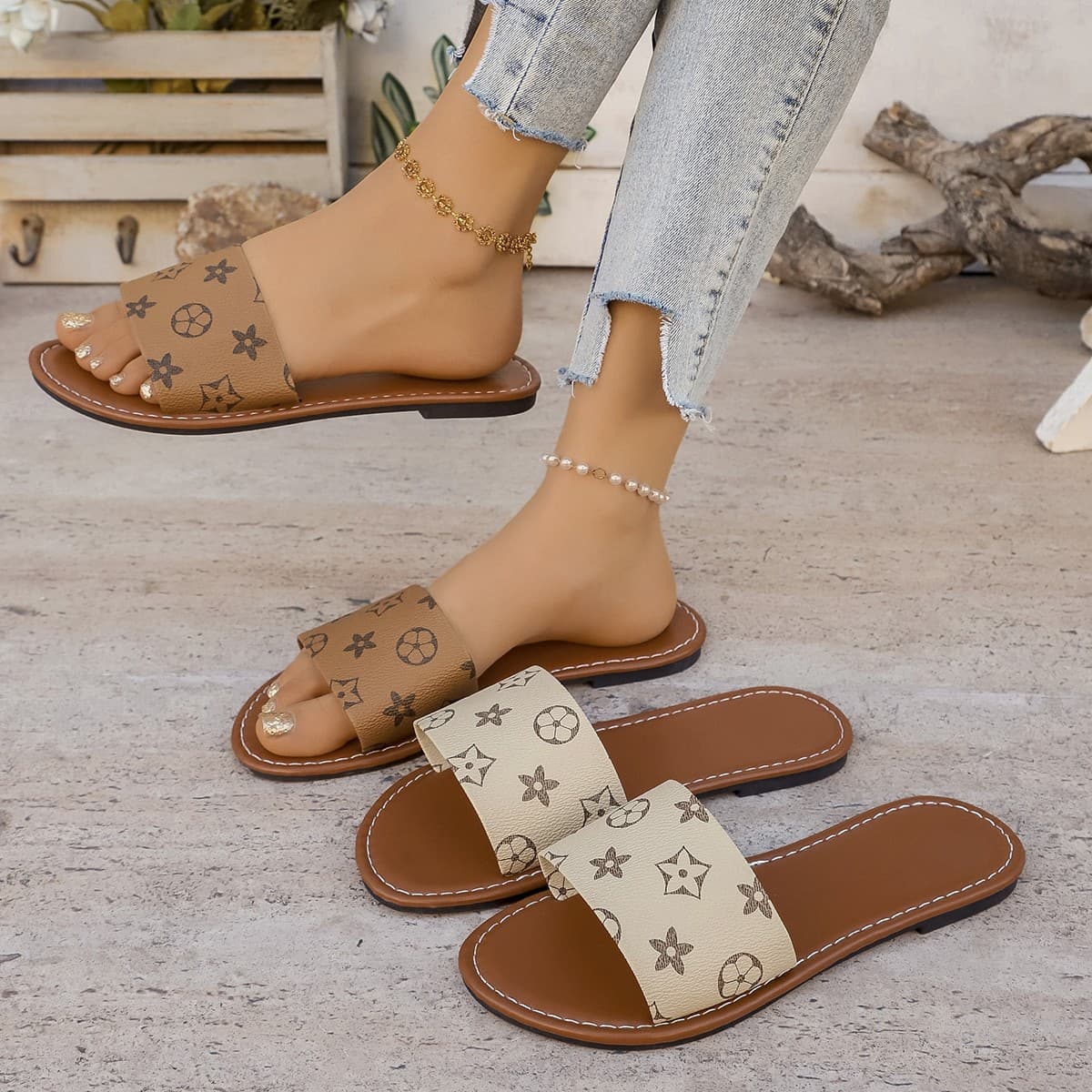 Winter Women's Flat Sandals Plus Size One Strap Casual Comfortable & Stylish Summer Footwear