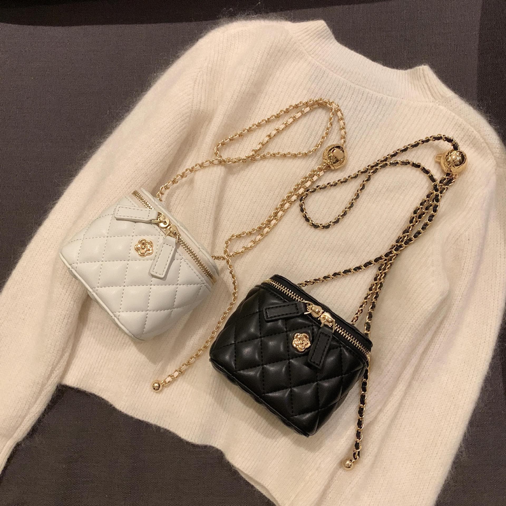 Ladies Bag2023 New Camellia Rhombus Chain Box Small Women's Summer Mini One Shoulder Crossbody Bag
