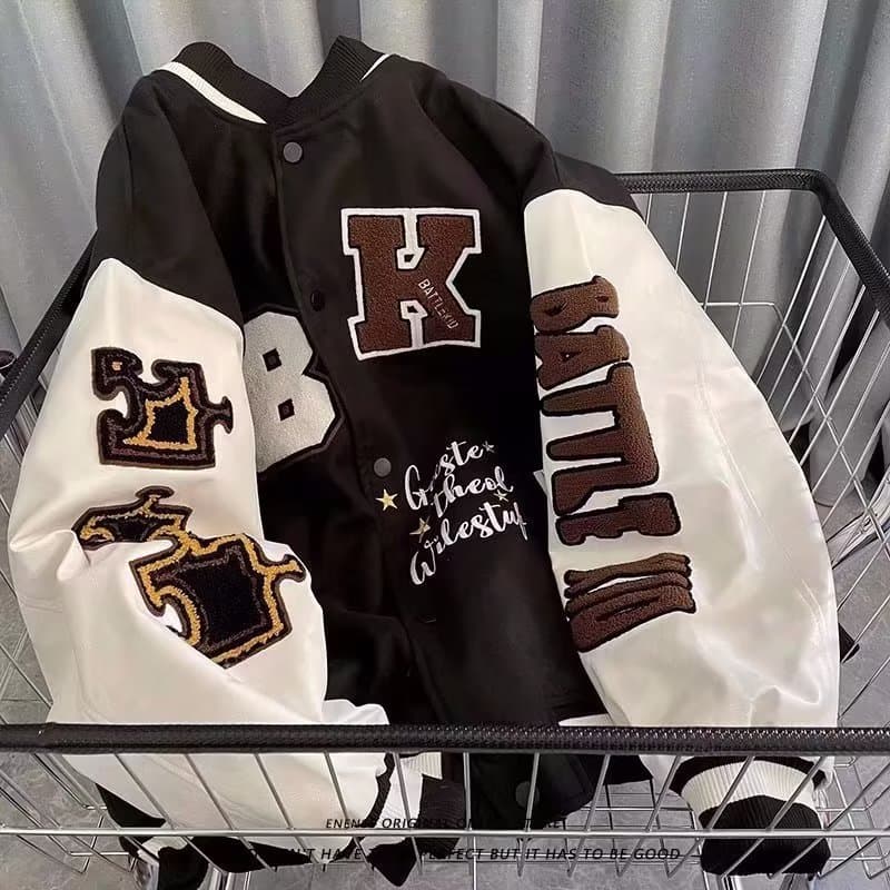 Men's Clothing Vintage Retro Letter Embroidered Baseball Jacket Men's Spring Trendy Brand Loose Versatile Couple Jacket