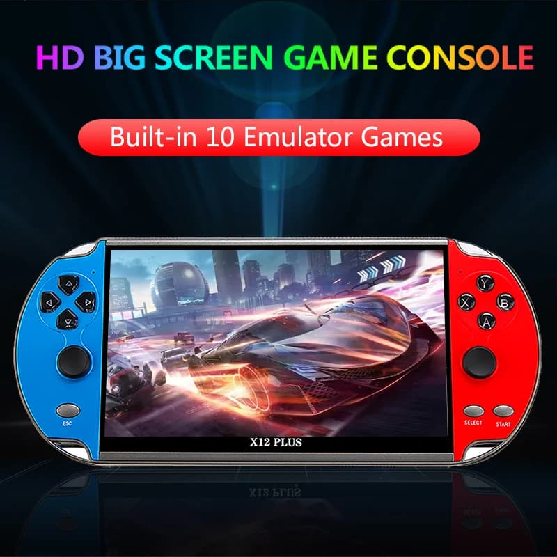 X7/X12 Plus Handheld Game Console Built-in 10000+ Retro Games 4.3/5.1/7.1-inch HD Screen Portable Audio and Video Player