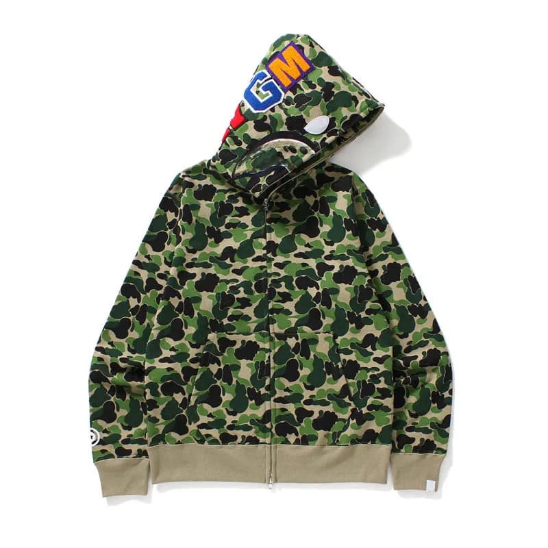 Sweat à capuche zippé en forme de requin pour homme et femme, veste camouflage tendance, sweat à capuche, polaire technique