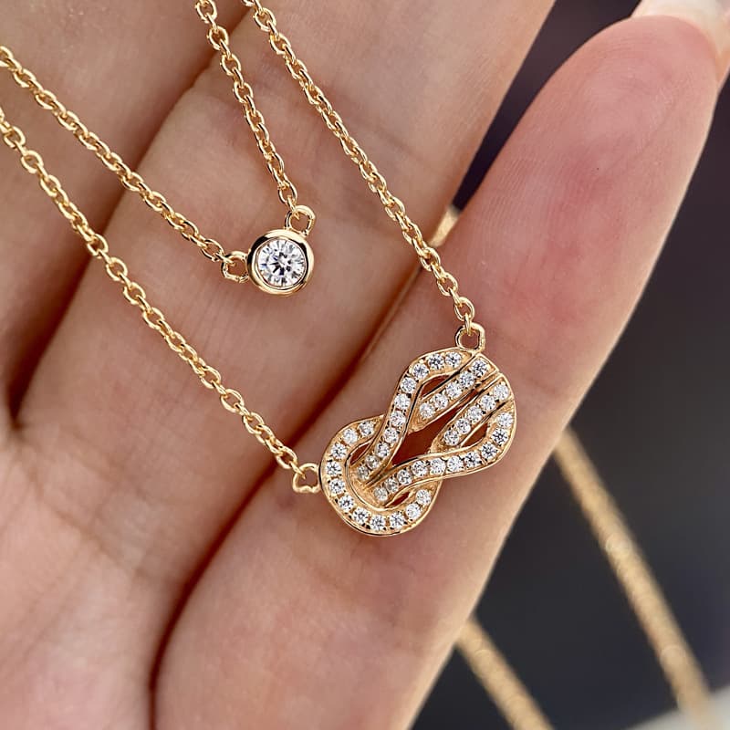 Unisex infinite double layered belt plated with gold horseshoe buckle necklace female silver clavicle chain pendant female