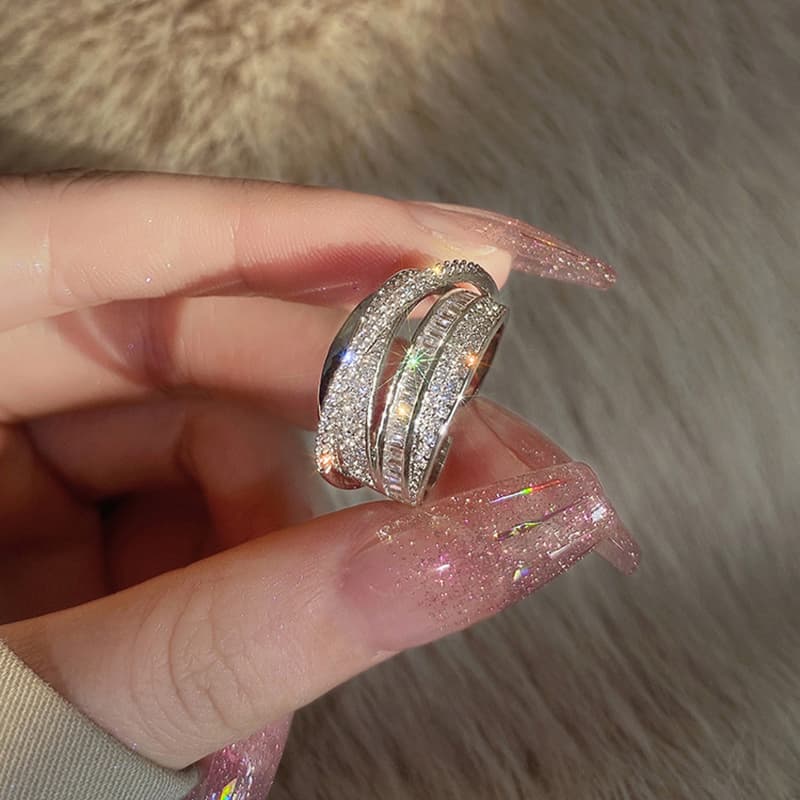 Hot sales Women's zirconium ring, 2024 pure silver