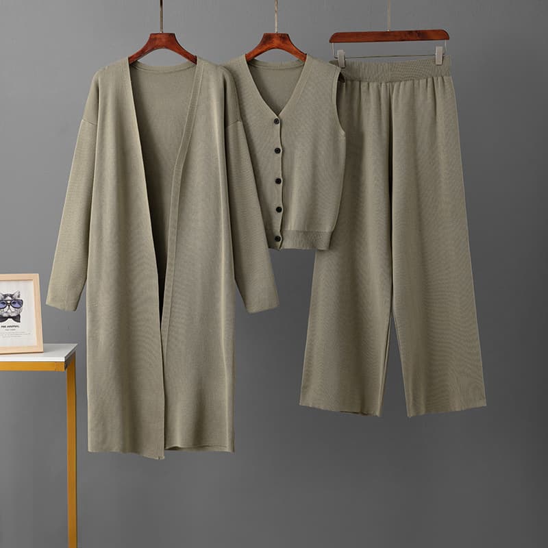 Women’s Clothing Autumn and winter sweater cardigan jacket versatile bottoming shirt new women's wide leg pants fashionable three piece suit