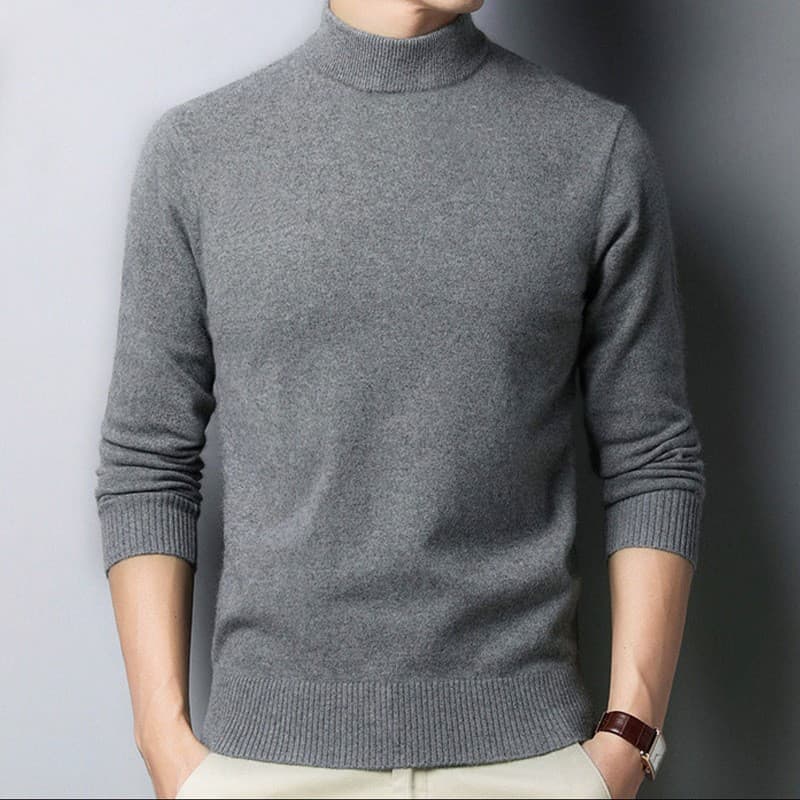 Men's Clothing 2024 autumn and winter pullover tops youth half turtleneck sweaters men's solid color knitted sweaters bottoming men's sweaters