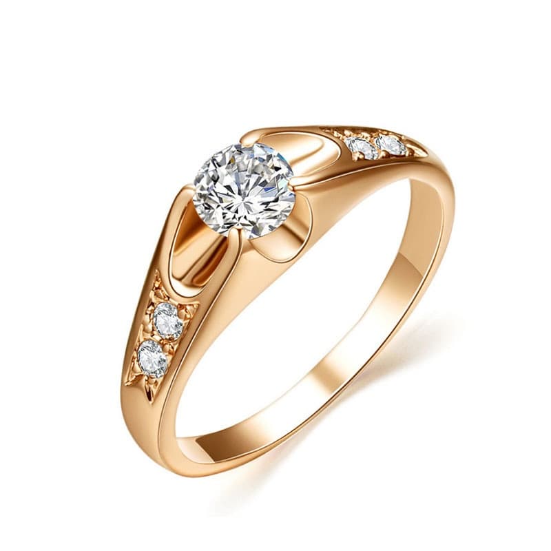 Zircon 4 Claw Wedding/Engagement Rings Rose Gold Color Fashion Brand Jewelry For Women/Lady