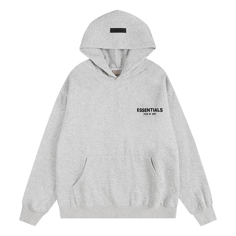 Sweat-shirt ample à double ligne FOG ESSENTIALS Saison 8 avec lettres floquées au dos, en éponge à capuche