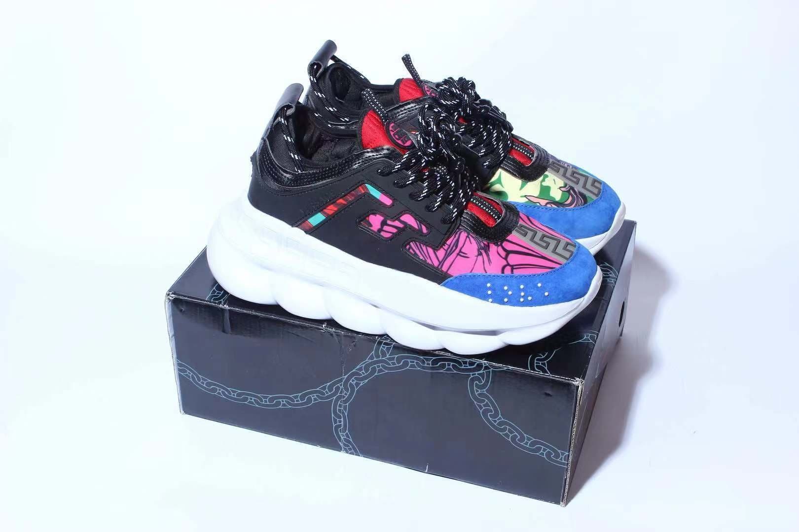 Chaussures de sport décontractées tendance Chain Reaction à tige basse, style rétro, polyvalentes, pour couples, semelle épaisse rehaussante et
