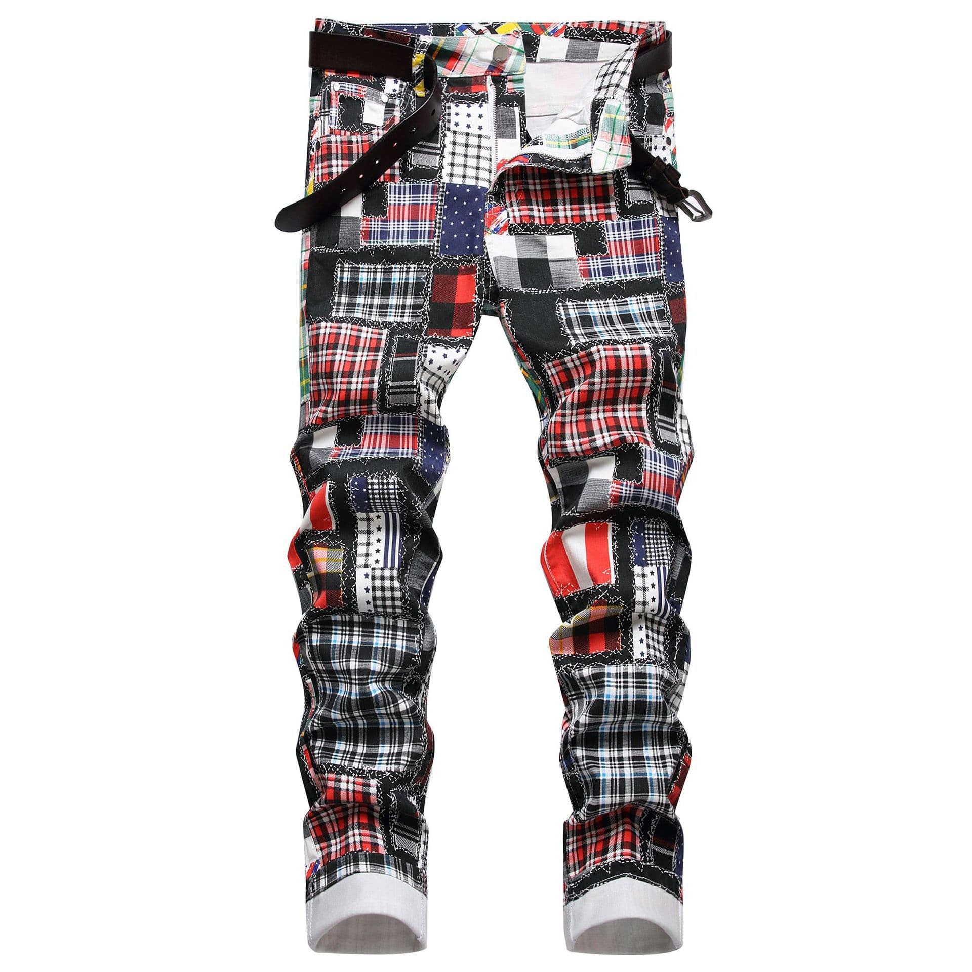 Men's Clothing high end 3D jeans white slim stretch small straight cotton elastic print versatile simple men's clothing