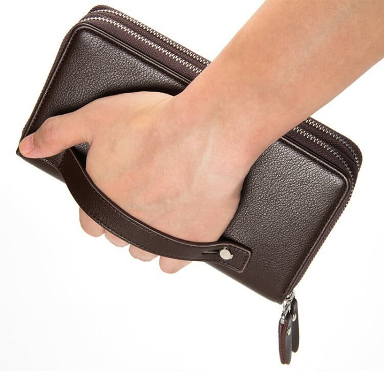 Wallet Large Capacity Men's High-end Clutch Double Zipper Multi-Card Mobile Phone Bag