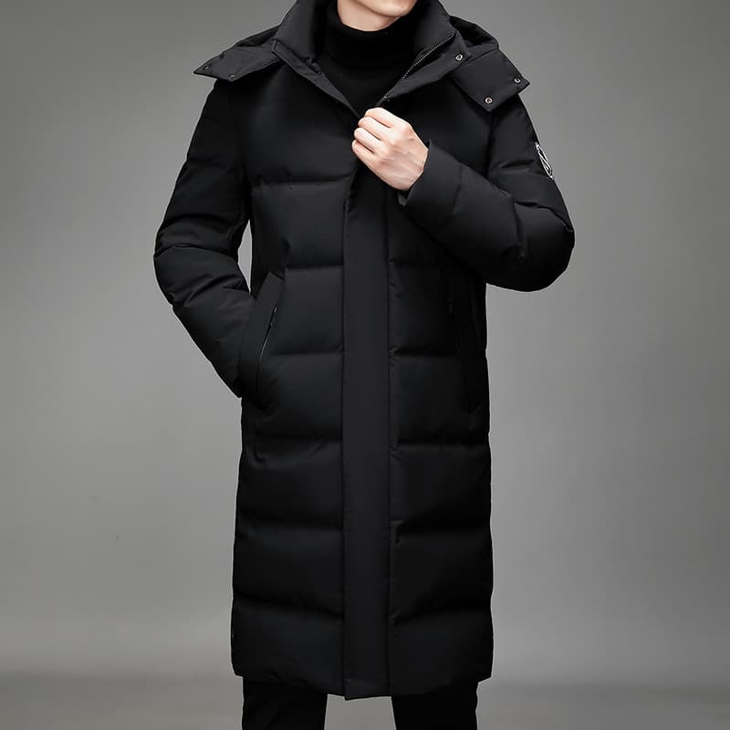 Men's Long Hooded Down Jacket Winter Coat Slim Fit Lightweight Warm Parka For Teens & Adults Warmth​​
