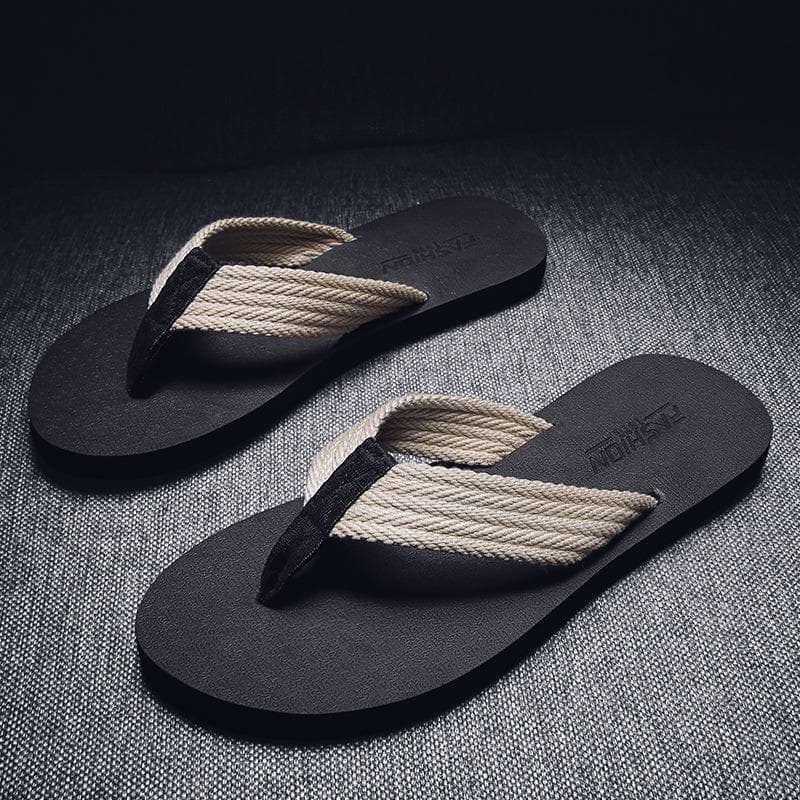 Tongs pour homme – Chaussons souples en EVA avec semelle antidérapante pour la plage et la salle de sport (noir/beige/gris/rouge)