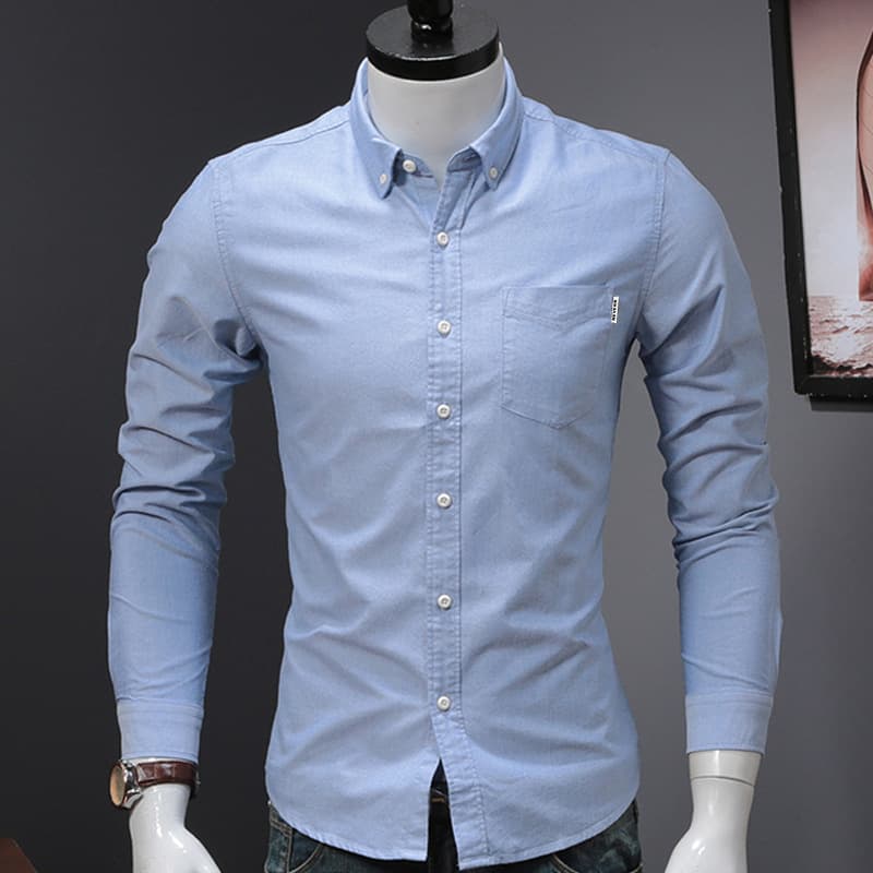 Chemise à manches longues printemps automne nouvelle version coréenne tendance en pur coton pour homme, décontractée et élégante.