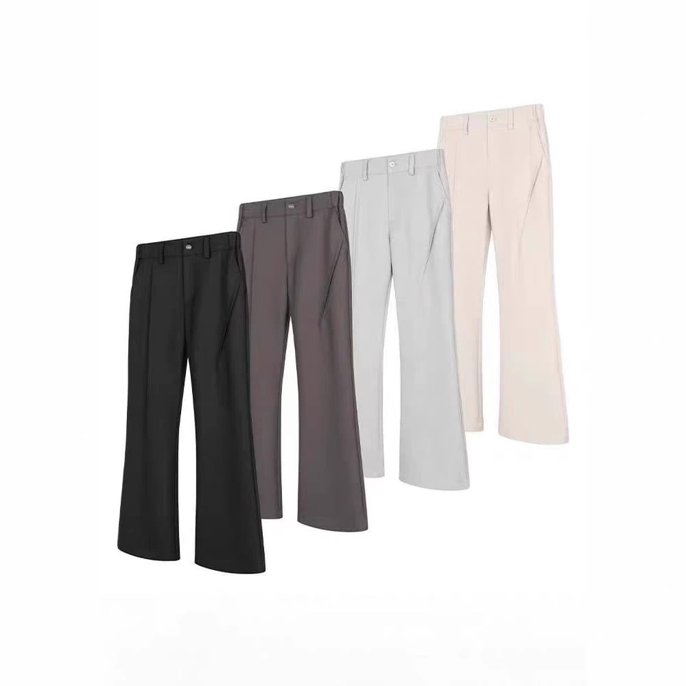 Men's Clothing High Quality Wool Blend Three Dimensional Tailoring Old Money Style Straight Flared Trousers Cleanfit Pinch Pleated Drape Trousers