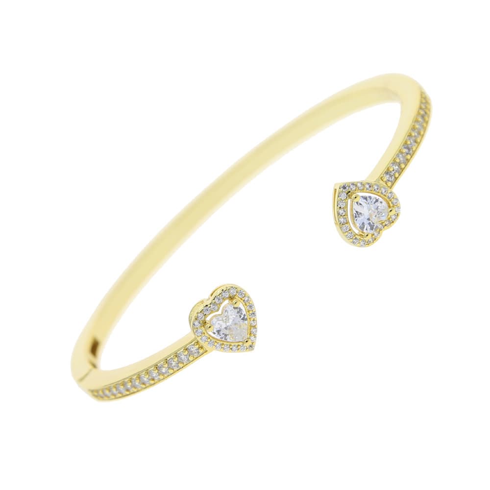 Women's Jewelry Hip Hop Heart Shaped Zircon Open High End Bracelet Trendy Punk Style Ladies Bracelet Electroplating