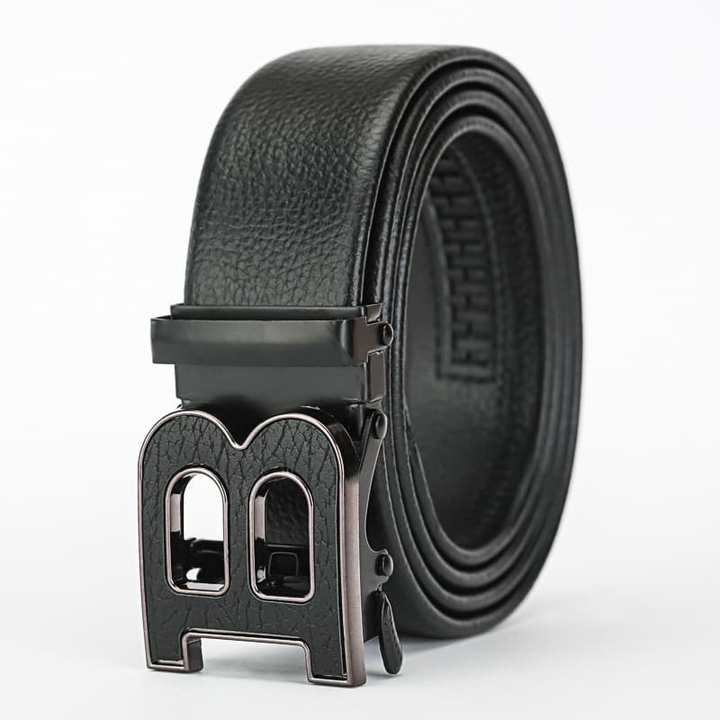 VOOTHOST Men Leather Belt Metal Automatic Buckle Work Belt High Quality Men Leather Business Belt VB188