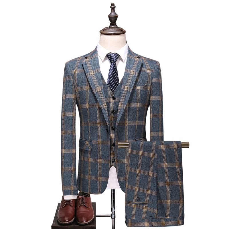 Men's Business Casual Large Size Popular Suit Suit Korean Version Of The Slim Suit Three-Piece Youth Wedding Dress