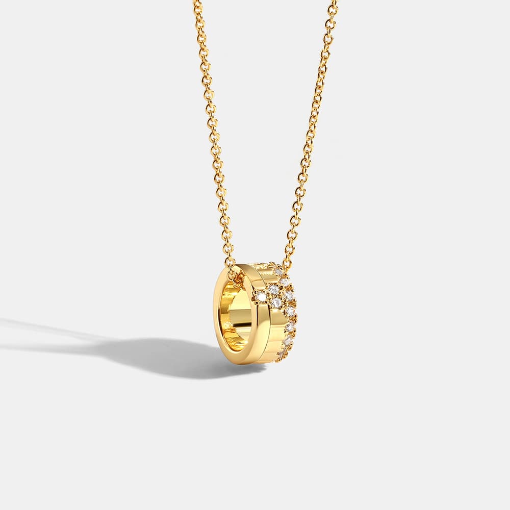 Jewelry Ladies Gold Silver Jewelry Metal Electroplating Jewelry Small Waist Luck Beads Inlaid With Dia Copper Gear Geometric Round Bead Pendant Coupl