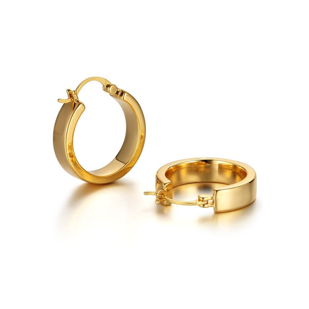 Simple metal geometric circle earrings basic style temperament high end versatile earrings real gold plated female earrings
