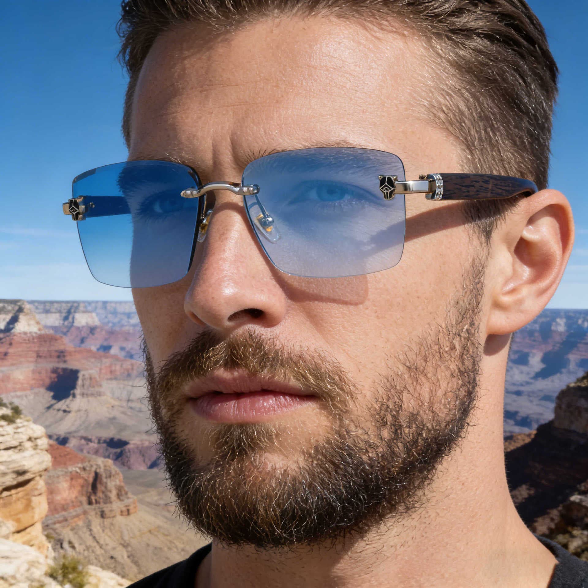 Men's Trendy Photochromic Sunglasses Style Frameless Sun Protection Leopard Head Design