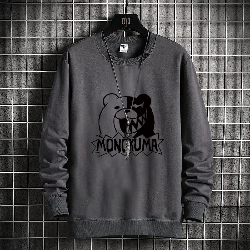 Modern Style Fat Guy Loose Sweater Men's Spring and Autumn Plus Size Round Neck Printed Cotton Long-sleeved T-shirt Sports Bottoming Shirt