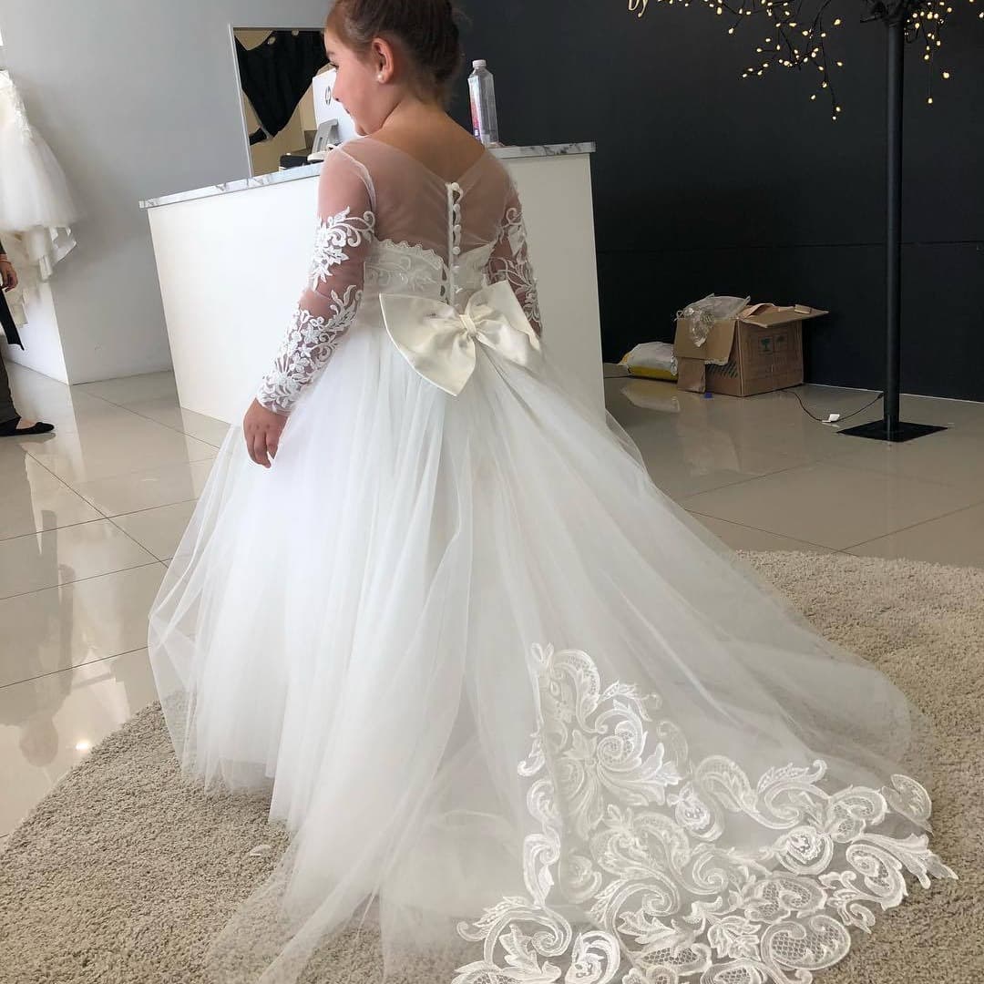 Kid's Clothing Children's Fluffy Princess Dress Baby Girl Flower Girl Wedding Dress Little Girl Trailing Lace Dress