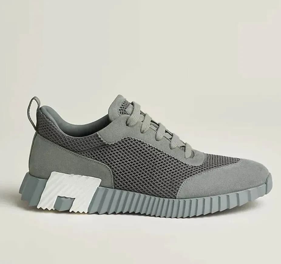 Baskets montantes de marque H pour homme, style décontracté, en cuir et mesh, à lacets, style running.