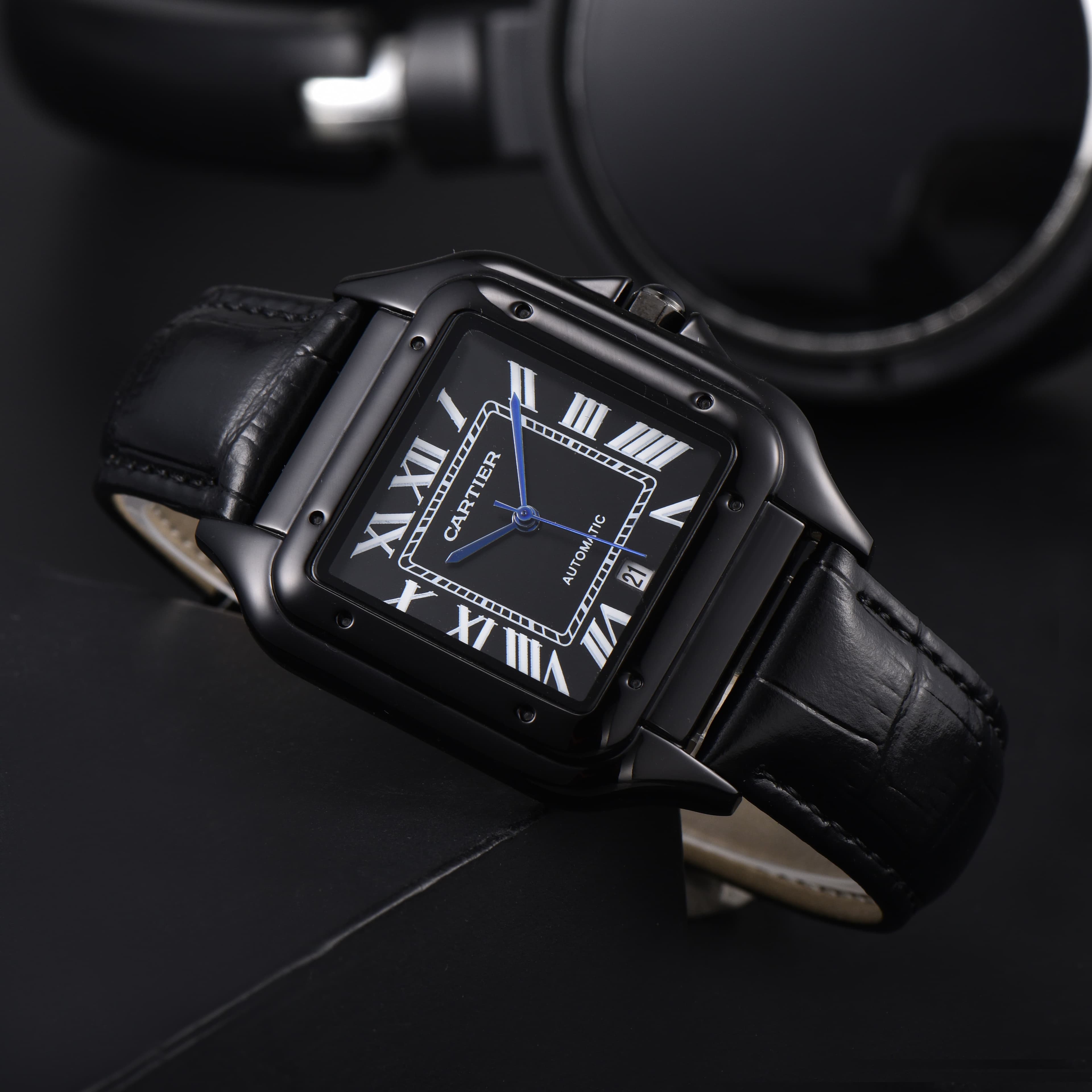 Montre homme à mouvement quartz, design carré classique, tendance incontournable