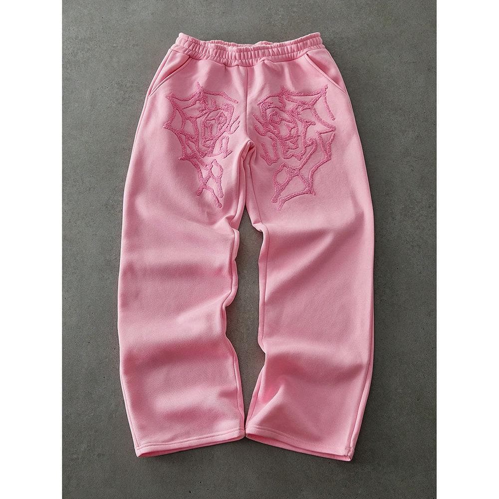Men's Stylish Casual Pants - Loose Fit Streetwear Trousers For Spring & Autumn - High Waist Straight Leg Joggers (Black/Grey/Pink)​