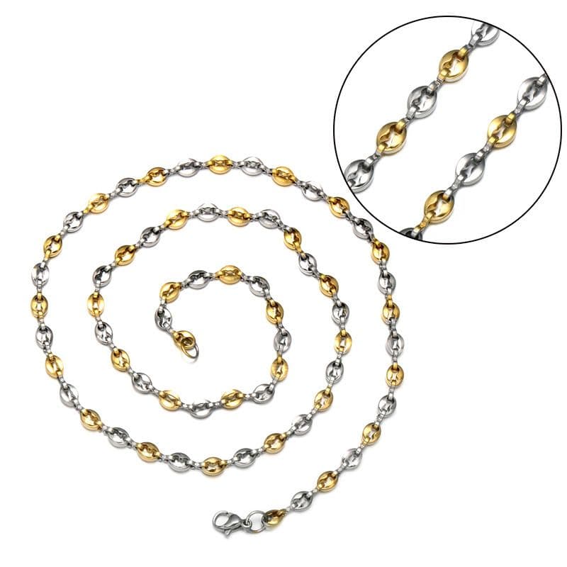Advanced Men and Women's 316l Alloy Jewelry Coffee Bean Chain Necklace with Three Colors Available