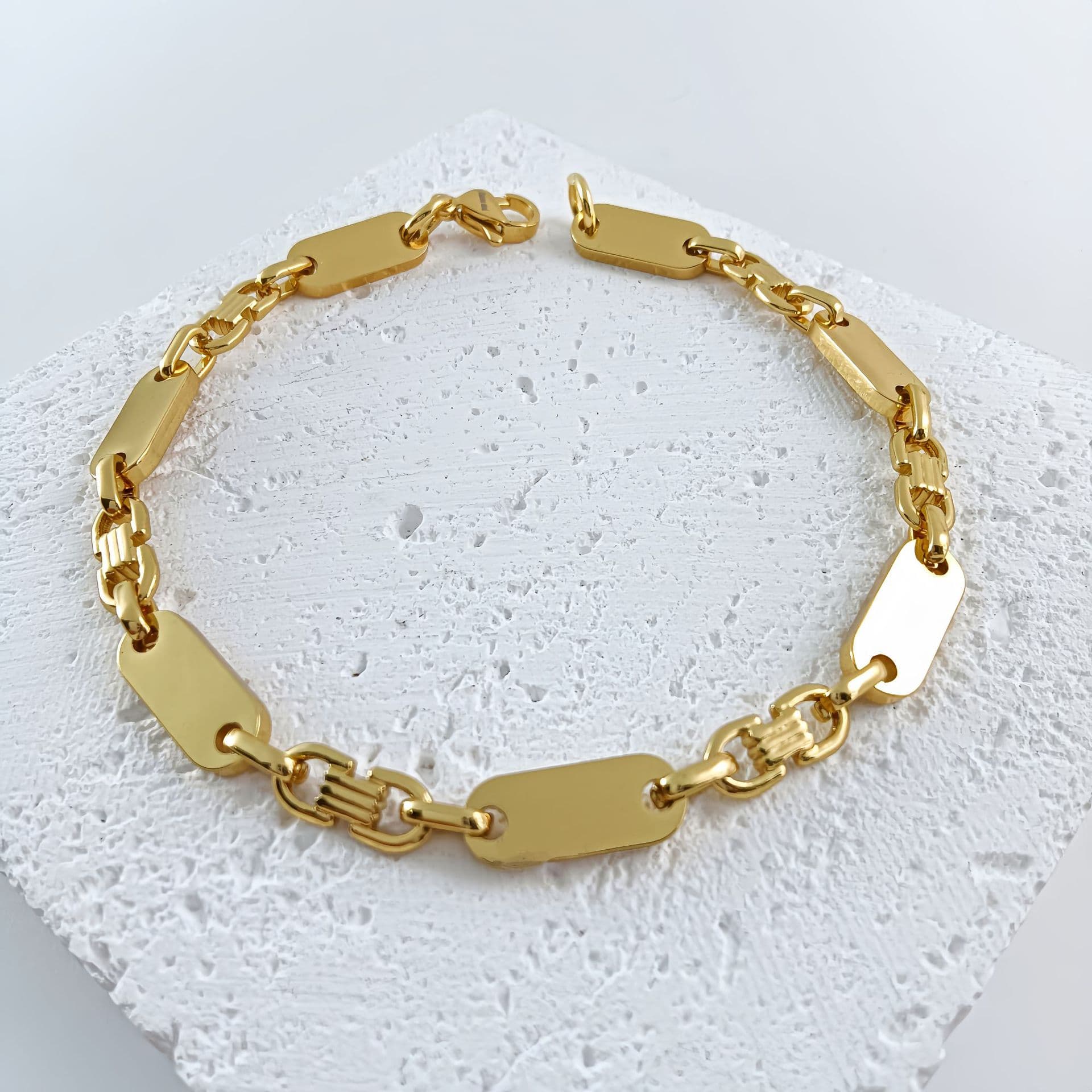 Bijoux pour hommes faits à la main, collier tendance et élégant, chaîne empereur, chaîne à maillons plats en acier inoxydable lisse