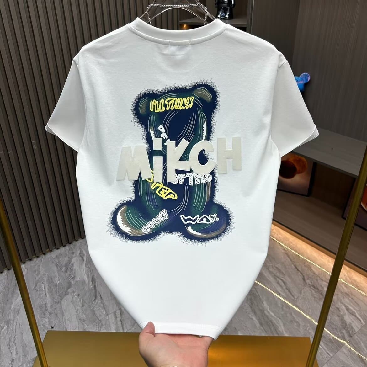 Men's Clothing T shirt for men 2024 summer European goods bear print short sleeved clothes half sleeved round neck trendy brand T shirt for men