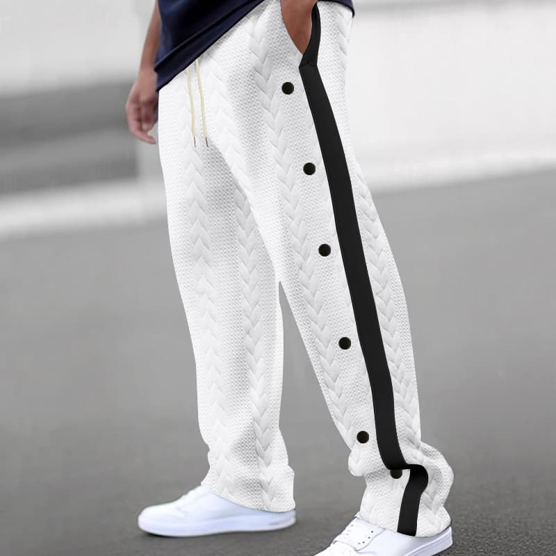 Men's Clothing Men's Fashionable Jacquard Button Casual Pants Thickened Four Seasons Trousers Trend
