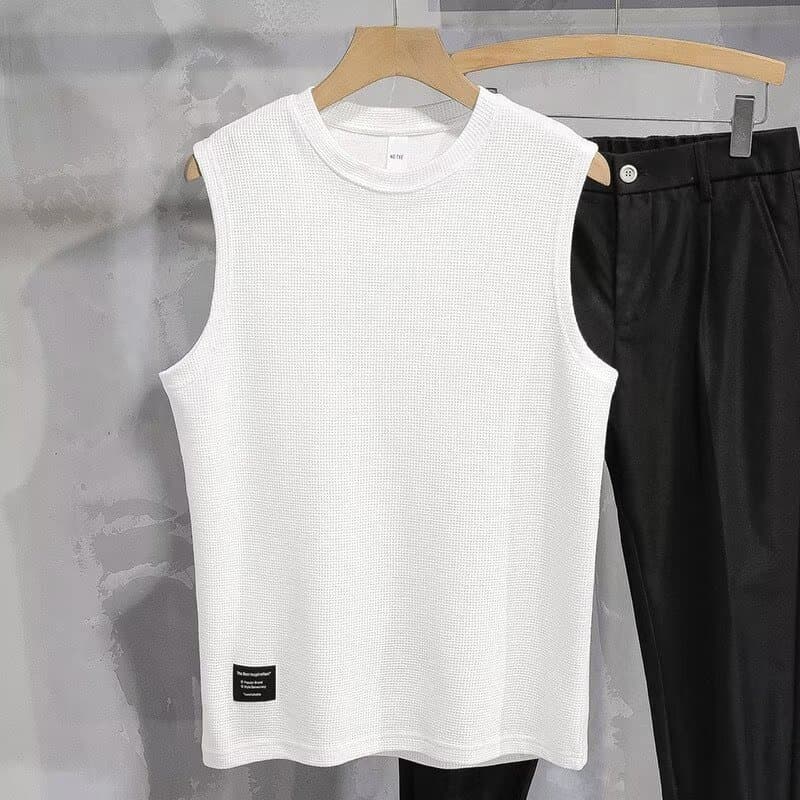 Men's Clothing Waffle-Knit Muscle Tank – Breathable Polyester Gym Vest For Men With Athletic Fit
