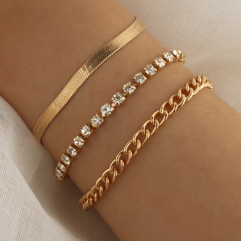 Snake Diamond Women's Bracelet Three-Piece Claw Chain Set For Women
