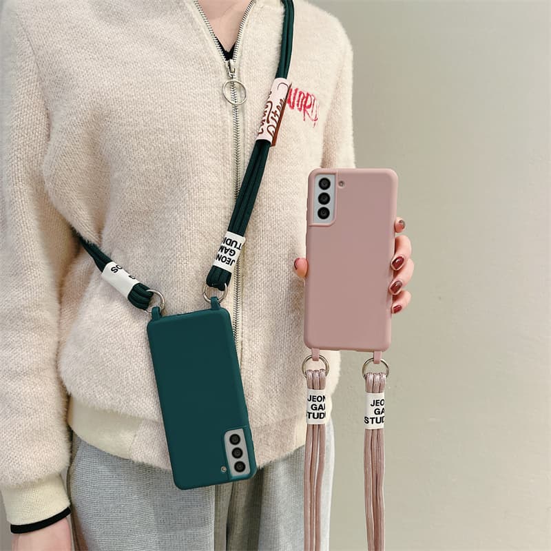 Crossbody Necklace Strap Lanyard Case For Samsung Galaxy S23 S22 Ultra Plus S21 S20 FE A53 A52 A54 A14 A24 A34 Silicone