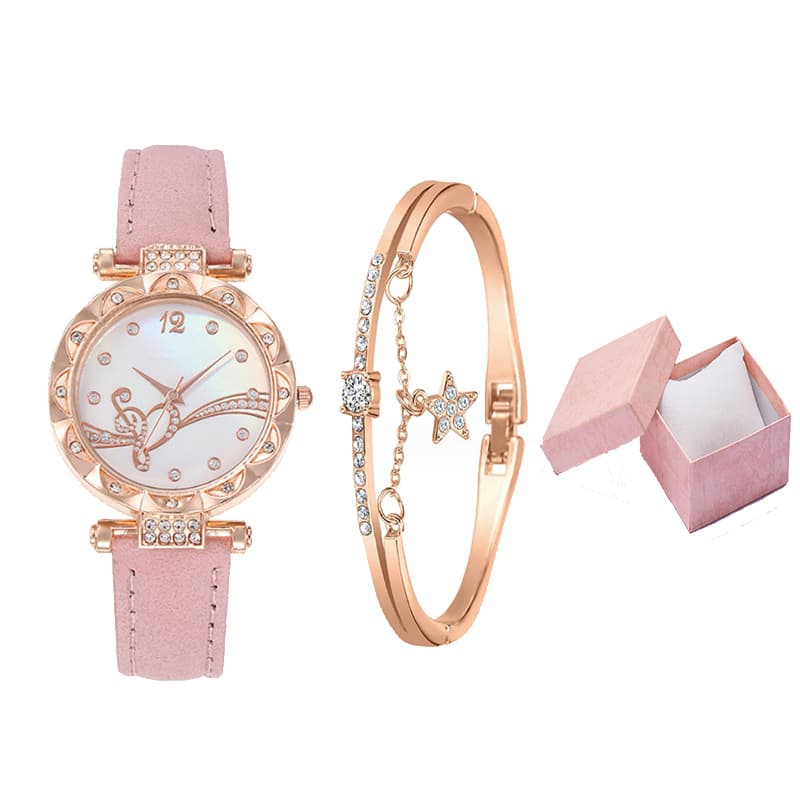 Women's Bracelet Watch Fashion Simple Butterfly Five-piece Watch Set