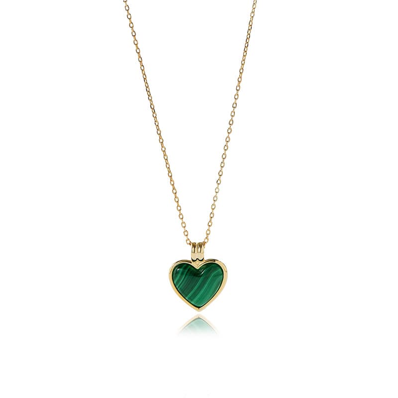 Women's Jewelry Natural Malachite Love Pendant Necklace Light Luxury High End Design Fashion Temperament Clavicle Chain
