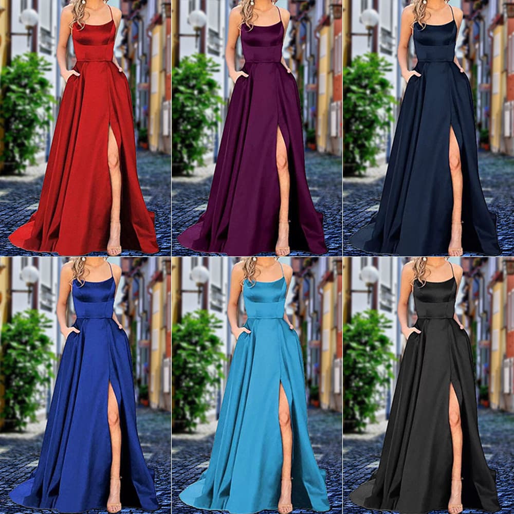 Women's bridesmaids wear long skirts slimming bare shoulder girlfriends fashion bridesmaids group evening dress