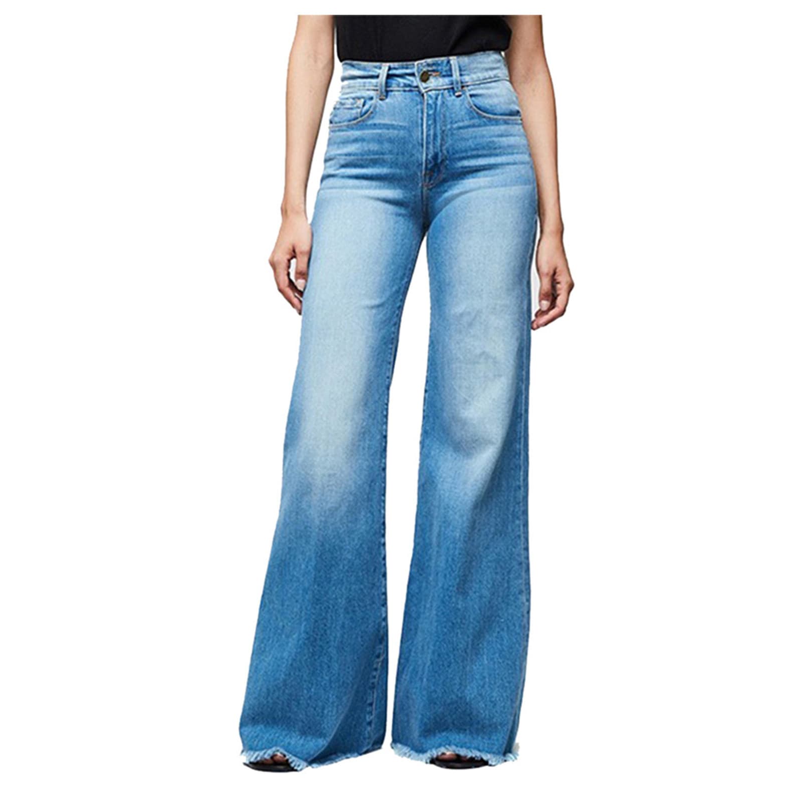 Women's Clothing High Waist Hip Lifting Lace Up Flared Pants Wide Leg Pants Jeans