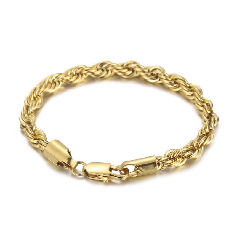 Bracelets pour hommes en acier titane, bijoux tendance, simples, avec boucle torsadée, 4/6/8 mm