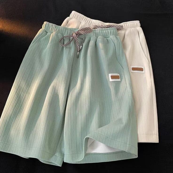 Men's Clothing 2024 Summer new style ice casual shorts for boys loose versatile drape trendy embroidered logo straight five-point pants