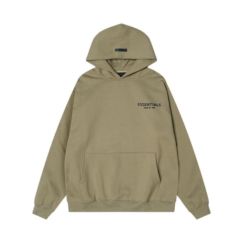 Sweat-shirt ample à double ligne FOG ESSENTIALS Saison 8 avec lettres floquées au dos, en éponge à capuche